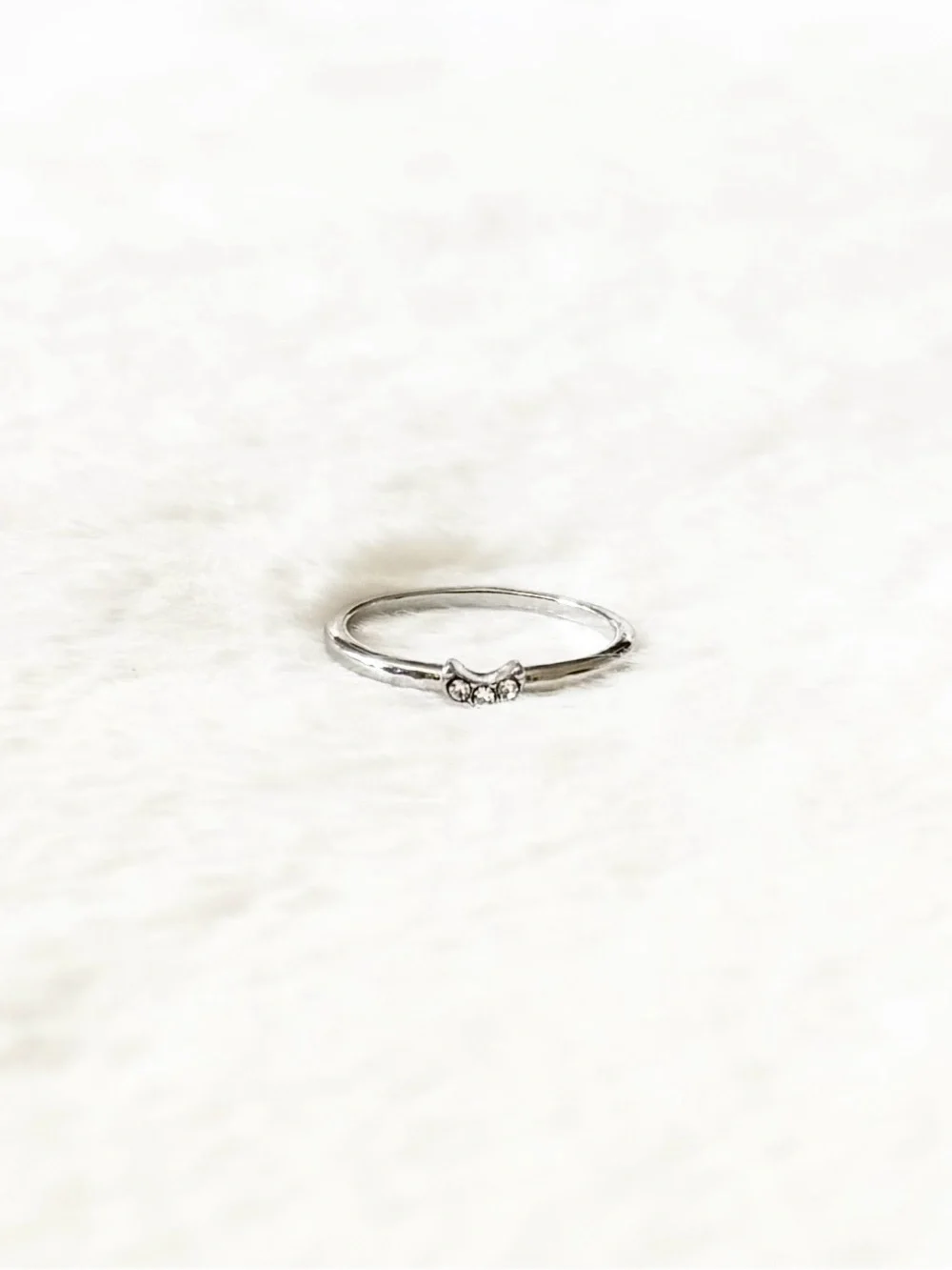 5/$8 🩷 MUST BUNDLE Delicate Silver Moon Ring with Crystal Accents
